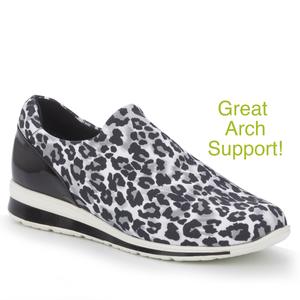 Dash Black and White Snow Leopard Stretch Fabric Slip-on Sneaker