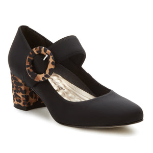 Jackie Pump: Black Micro Fabric and Leopard Print Micro Fabric LIMITED STOCK
